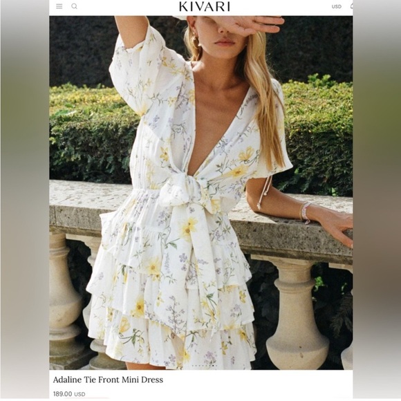 Kivari White Floral Mini Dress - Picture 1 of 3